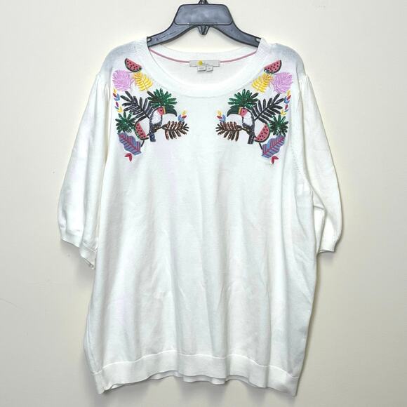 Boden Sweaters - Boden Unique Embroidered sequin Tucan Tropical Knit Sweater XL